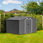 Outdoor tool storage shed with metal foundation and lockable door (10X8FT)