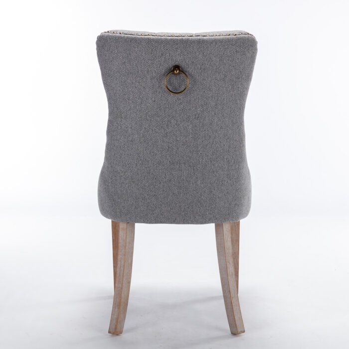 High-end Tufted Solid Wood Contemporary Flax Upholstered Linen Dining Chair (Set of 2) - Image 12