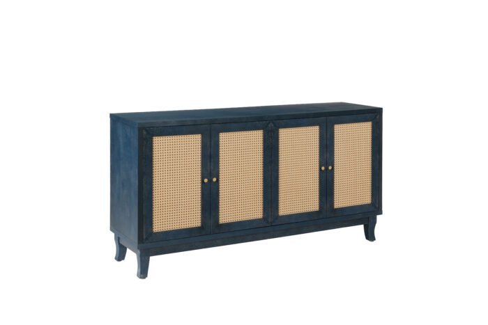 Handcrafted Grain Rattan Sideboard Buffer Cabinet With 4 Doors - Image 5