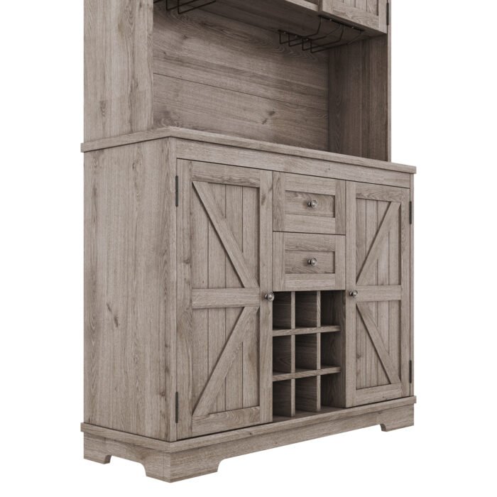Coffee bar cabinet with storage and wine cabinet - Image 7