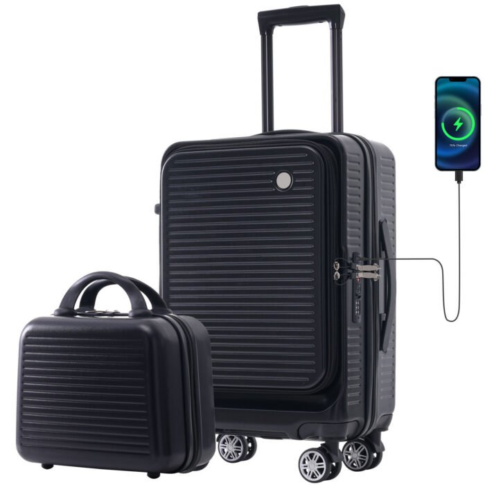 Carry-on Lightweight Luggage 20 Inch Front Open Luggage Suitcase with Front Pocket and USB Port - Image 10
