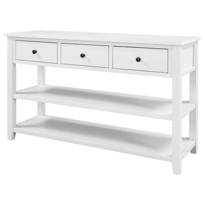 Retro Design Entrance Console with Two Open Shelves - Image 8