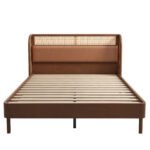 Modern Cannage Rattan Wood Platform Queen Bed - Image 5