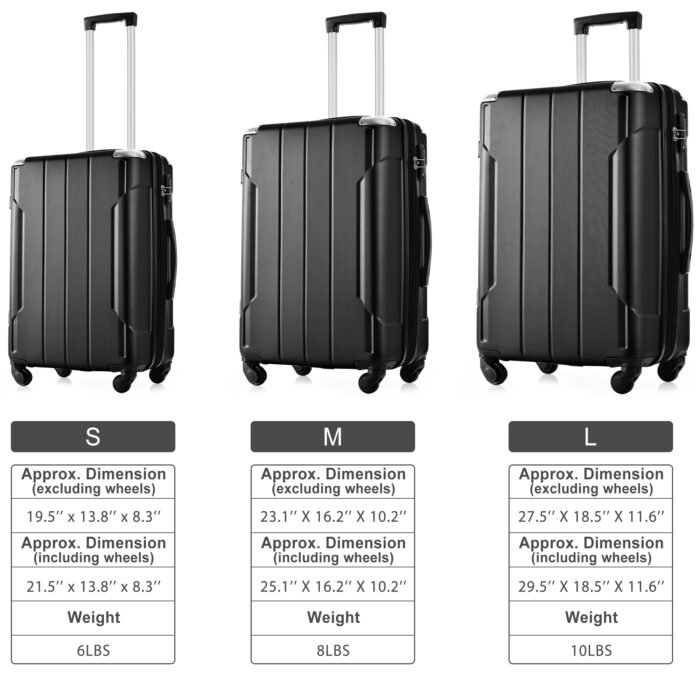 Hardshell Lightweight Luggage 3 Pcs Sets Spinner Suitcase with TSA Lock (20/24/28) - Image 2
