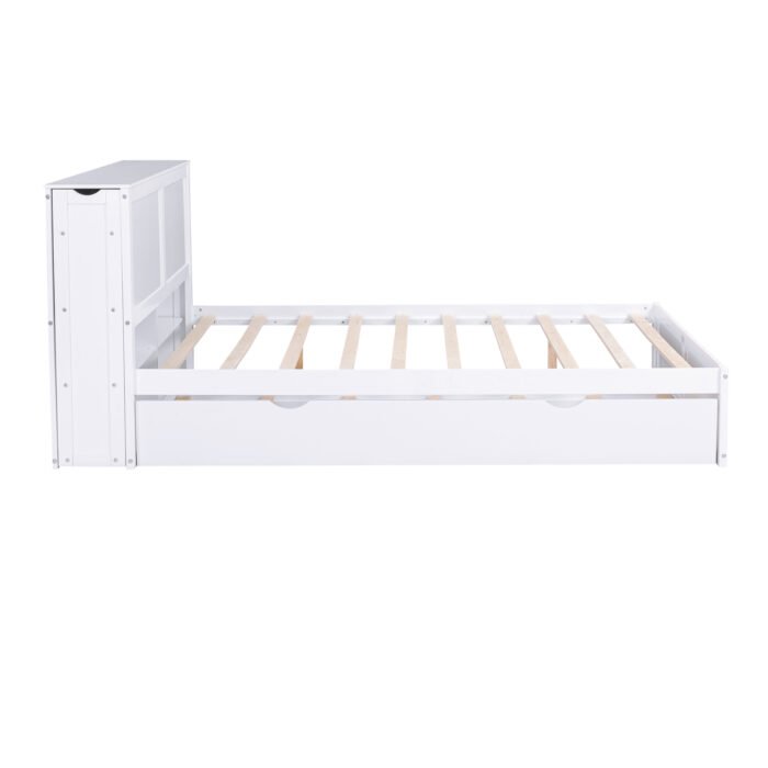 Queen Size Storage Platform Bed with Pull Out Shelves and Twin XL Size Trundle - Image 18