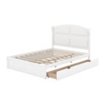 Wood Queen Size Platform Bed with Twin Size Trundle and 2 Drawers - Image 14