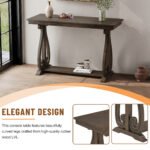 Farmhouse Style Entryway Table with Open Shelf and Sturdy Construction (Walnut) - Image 3
