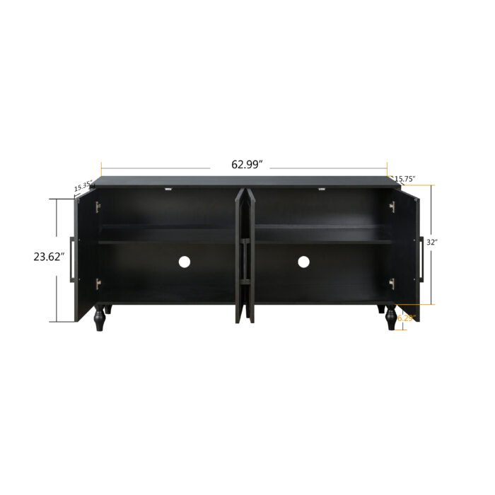 Carving 4-door side Buffet with black and white striped - Image 7