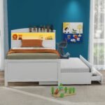 Twin Size Platform Bed with Drawers Storage and LED Headboard - Image 2