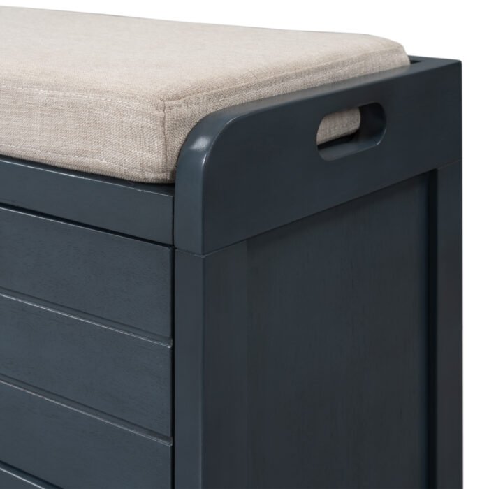 Storage Bench with Cushion, Removable Basket and 2 Drawers - Image 14