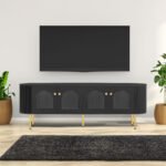 U-Can Modern TV Stand with 4 Cabinets and Metal Legs and Handles (up to 80 Inches) - Image 3