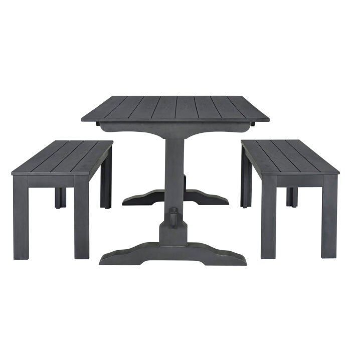 3-piece retro rectangular stand table and 2 wooden stools - Image 13