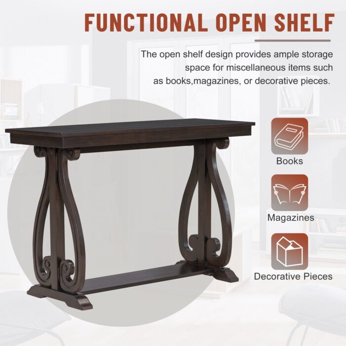 Farmhouse Style Entryway Table with Open Shelf and Sturdy Construction - Image 5