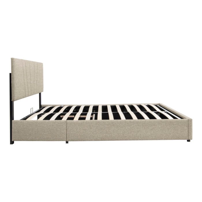 Full Size Upholstered Platform Bed with Lifting Storage and Tufted Headboard - Image 4
