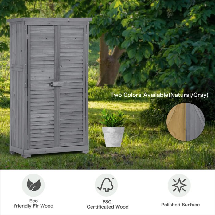 Wooden Garden Shed Patio Storage with Fir Wood - Image 4
