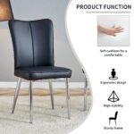 Modern minimalist dining chairs black PU leather (Set of 2) - Image 7
