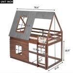 Wood Twin Size House Bunk Bed with Roof, Ladder and 2 Windows - Image 10