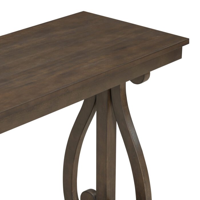 Farmhouse Style Entryway Table with Open Shelf and Sturdy Construction (Walnut) - Image 11