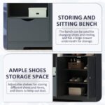 Multi-functional Coat Rack with Storage Shelves Drawers and Bench - Image 7