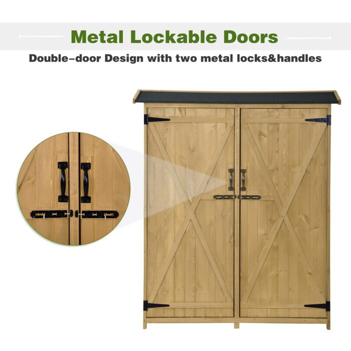 Outdoor Wooden Storage Shed with Waterproof Asphalt Roof - Image 5