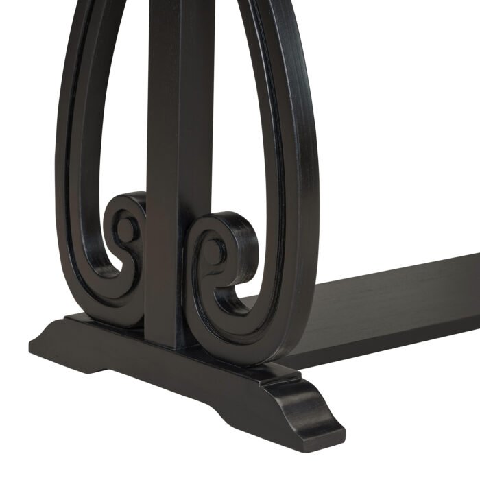 Farmhouse Style Entryway Table with Open Shelf and Sturdy Construction (Black) - Image 13