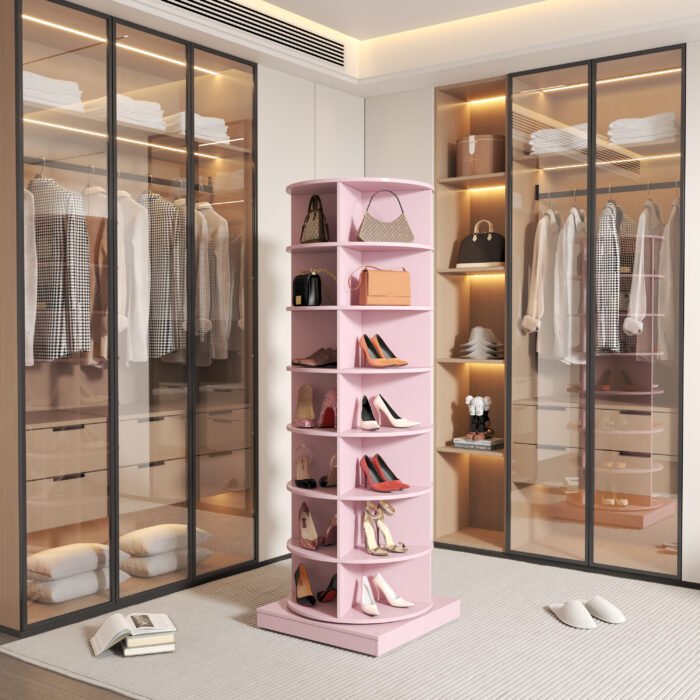 360 pink rotating shoe cabinet with 7 layers (28 shoe pairs) - Image 3