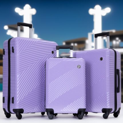 3 Piece Luggage Sets with Two Hooks Spinner Wheels (20/24/28)