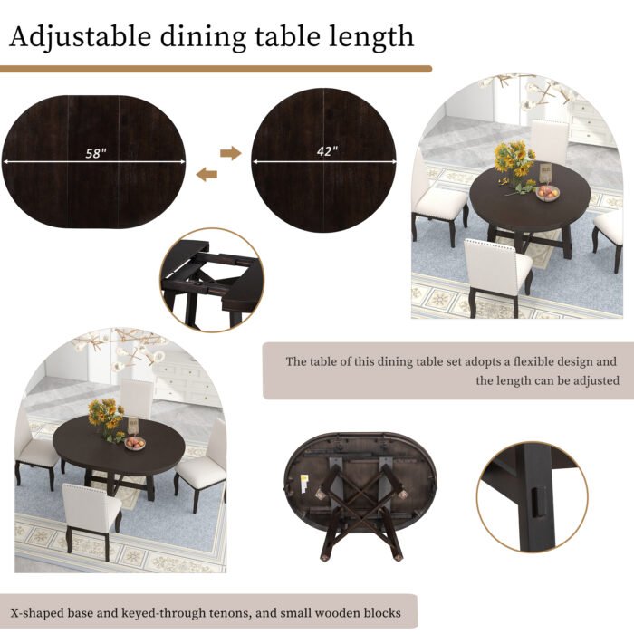 Farmhouse Round Extendable Dining Table - Image 3