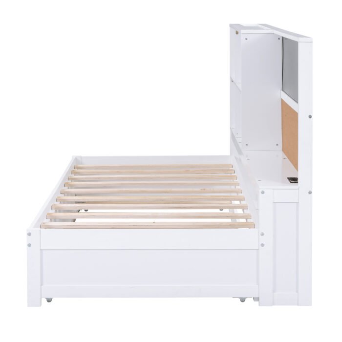 Twin Size Daybed with Storage Shelves and USB Ports and Twin Size Trundle - Image 15