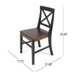 Roshan Farmhouse Acacia Wood Dining Chairs, Black / Walnut (Set of 2) - Image 6