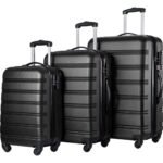 3 Piece Luggage Set Hardside Spinner Suitcase with TSA (20/24/28) Black - Image 3