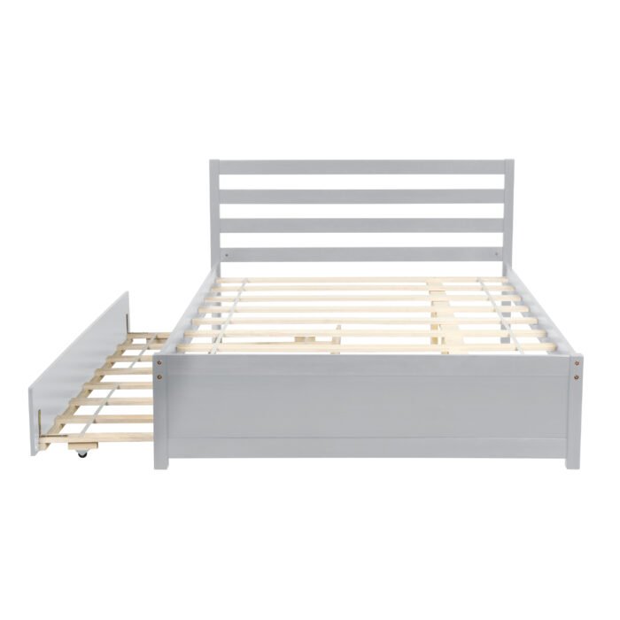 Full Size Wood Platform Bed Frame with Headboard and Twin Trundle - Image 6
