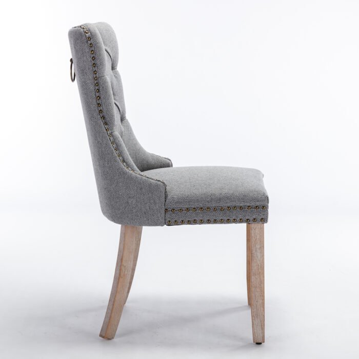High-end Tufted Solid Wood Contemporary Flax Upholstered Linen Dining Chair (Set of 2) - Image 10