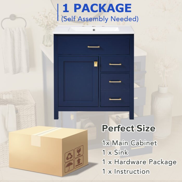 Bathroom Vanity with Ceramic Sink and Ample Storage - Image 6