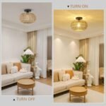Ceiling Boho Rattan Ceiling Light with Dimmable LED - Image 5