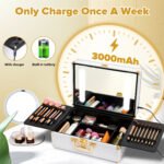 Portable makeup case with LED mirror and brush holder - Image 2