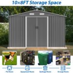 Outdoor tool storage shed with metal foundation and lockable door (10X8FT) - Image 4