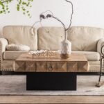Three dimensional Embossed Wooden Pattern Square Retro Coffee Table - Image 2