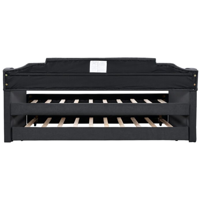 Upholstered Twin Day Sofa bed with Trundle Black - Image 9