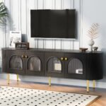 U-Can Modern TV Stand with 4 Cabinets and Metal Legs and Handles (up to 80 Inches) - Image 2
