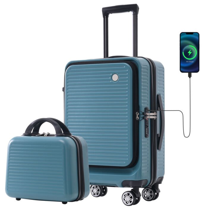 Carry-on Lightweight Luggage 20 Inch Front Open Luggage Suitcase with Front Pocket and USB Port - Image 10