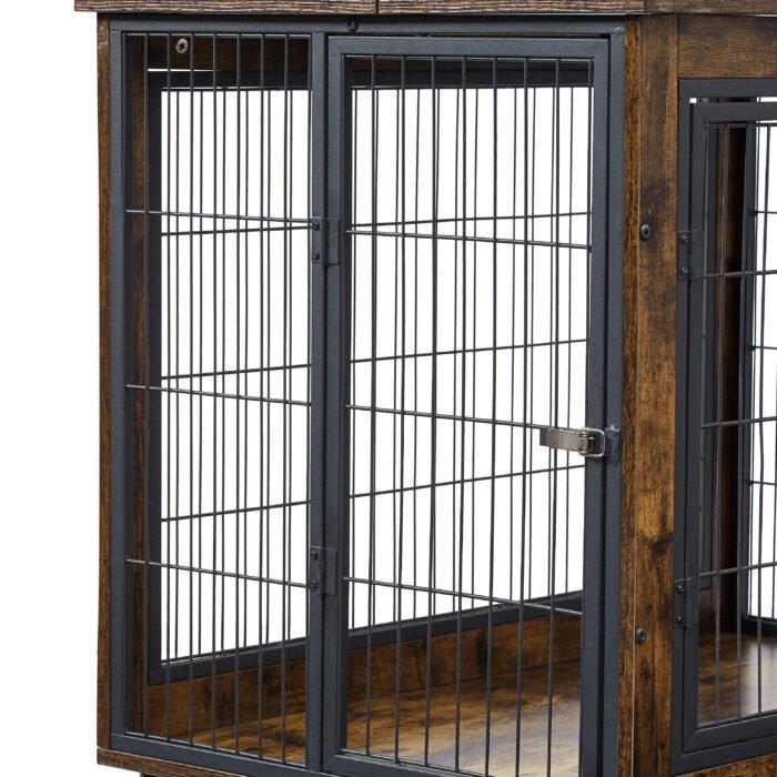 Style Dog Crate on Wheels with Double Doors and Lift Top - Image 11