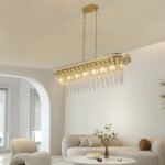 Oval Crystal Champagne Gold Kitchen Island Light - Image 2