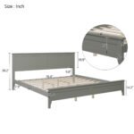 Modern Gray Solid Wood King Platform Bed - Image 2