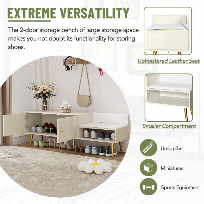 Shoe Cabinet with Hidden Storage and Upholstered Cushions - Image 6