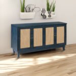Handcrafted Grain Rattan Sideboard Buffer Cabinet With 4 Doors