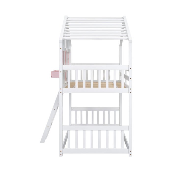 Twin over House Bunk Bed with Roof and Window and with Safety Guardrails and Ladder - Image 21