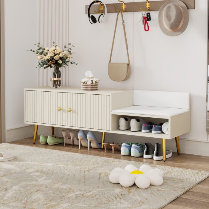 Shoe Cabinet with Hidden Storage and Upholstered Cushions - Image 2