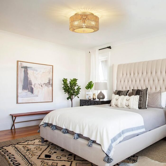 Boho Farmhouse Ceiling Light Fixtures Mount (3-Lights) - Image 3