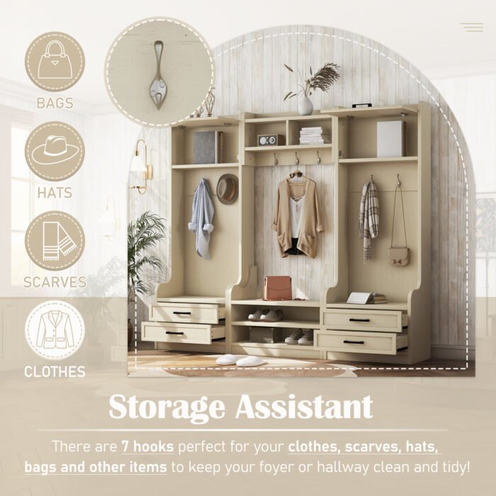 4 in 1 detachable multifunctional Coat Rack with drawers and cabinets - Image 4